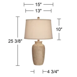 Regency Hill Rustic Farmhouse Table Lamps 25 1/2" High Set Of 2 Beige Oatmeal Fabric Drum Shades For Living Room Bedroom House -Safavieh Outlet Store GUEST 00272fd9 399e 4340 b467 8069edacd5e3