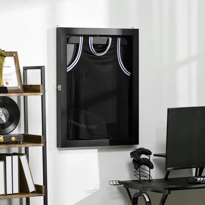 HOMCOM 24" X 32" Jersey Display Case, Memorabilia Acrylic Shadow Box With And Hanger, Black 2 HOMCOM 24" X 32" Jersey Display Case, Memorabilia Acrylic Shadow Box With And Hanger, Black - Image 2