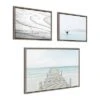 23" X 33" (Set Of 3) Sylvie Ocean Beach Framed Wall Canvas Set Gray - Kate & Laurel All Things Decor
