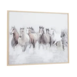 Canvas Horse Handmade Framed Wall Art With Brown Frame Gray - Olivia & May -Safavieh Outlet Store GUEST 01636172 e456 4167 b045 9c591bf7d636