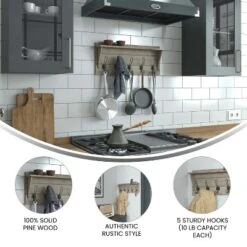 Merrick Lane Pine Wood 24 Inch Wall Mount Storage Rack With 5 Hanging Hooks And Upper Display Shelf 19 Merrick Lane Pine Wood 24 Inch Wall Mount Storage Rack With 5 Hanging Hooks And Upper Display Shelf -Safavieh Outlet Store GUEST 025be7f4 6880 4025 a5b7 9daa6b445bdc