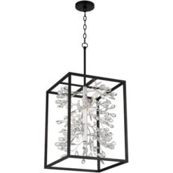 Possini Euro Design Black Silver Pendant Chandelier 15 1/4" Wide Modern Clear Crystal Flower Vine 4-Light Fixture For Dining Room House -Safavieh Outlet Store GUEST 033b4ac6 8444 424e 853a 4c98b40734b7