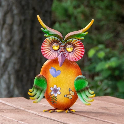 Northlight 11" Orange And Green Metal Owl Outdoor Decoration 1 Northlight 11" Orange And Green Metal Owl Outdoor Decoration