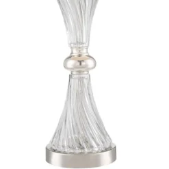 Regency Hill Luca Modern Table Lamps 25 1/2" High Set Of 2 Clear Glass With USB Charging Port Black Faux Silk Shade For Bedroom Living Room Home Desk -Safavieh Outlet Store GUEST 03af01b0 d98a 4165 b877 9200bf5c3b8c