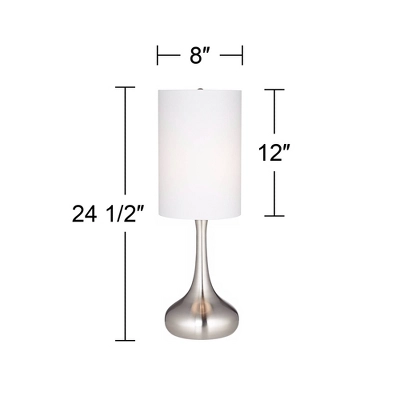 360 Lighting Modern Table Lamp 24.5" High Brushed Steel Droplet White Cylinder Shade For Living Room Family Bedroom Bedside Nightstand 5 360 Lighting Modern Table Lamp 24.5" High Brushed Steel Droplet White Cylinder Shade For Living Room Family Bedroom Bedside Nightstand - Image 5
