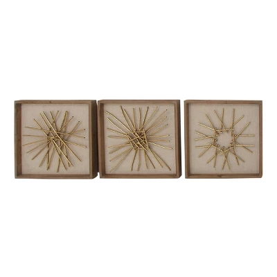 Wood Geometric Sticks Wall Decor Set Of 3 Gold - Olivia & May 5 Wood Geometric Sticks Wall Decor Set Of 3 Gold - Olivia & May - Image 5