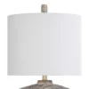 Lalita Palm Leaf Print Table Lamp With Fabric Shade White/Gold - StyleCraft