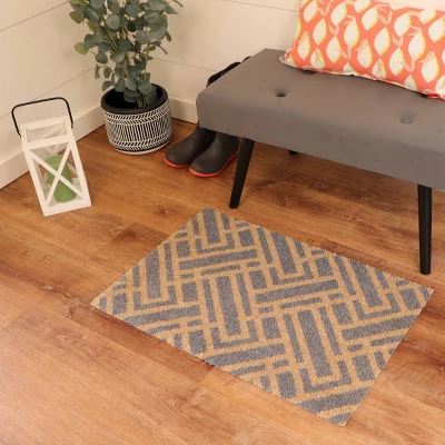 2'x3' ColorStar Deco Grid Door Mat Gray - Bungalow Flooring 2 2'x3' ColorStar Deco Grid Door Mat Gray - Bungalow Flooring - Image 2