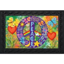 Peace Floral Doormat Everyday Indoor Outdoor 30" X 18" Briarwood Lane