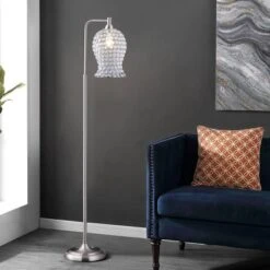 Izzy Iron Floor Lamp (Includes LED Light Bulb) Nickel - Safavieh -Safavieh Outlet Store GUEST 08d03574 ed17 4b87 acbe 37a0100332de