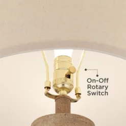 Regency Hill Rustic Farmhouse Table Lamps 25 1/2" High Set Of 2 Beige Oatmeal Fabric Drum Shades For Living Room Bedroom House -Safavieh Outlet Store GUEST 097761b0 49dc 41ae bad0 3df3baf47cdd