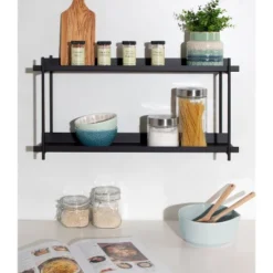 28" X 15" Dominic Tiered Decorative Wall Shelf Black - Kate & Laurel All Things Decor -Safavieh Outlet Store GUEST 0a4a8baf a758 44a3 b3ec fd28604f47ff