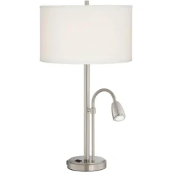 Possini Euro Design Traverse Modern Table Lamps Set Of 2 29 1/2" Tall Brushed Nickel With USB Charging Port LED Gooseneck White Drum Shade For Desk -Safavieh Outlet Store GUEST 0ae46b85 fec0 4b22 8a4e 8d4b8c8aa4fd