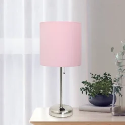 19.5" Bedside Power Outlet Base Metal Table Desk Lamp Brushed Steel With Fabric Shade Light Pink - Creekwood Home 13 19.5" Bedside Power Outlet Base Metal Table Desk Lamp Brushed Steel With Fabric Shade Light Pink - Creekwood Home -Safavieh Outlet Store GUEST 0aee9e33 024f 44e8 bd49 79c3e2f2d69e