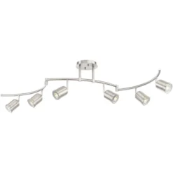 Pro Track Rhodes 6-Head LED Ceiling Track Light Fixture Kit Spot Light GU10 Silver Brushed Nickel Finish Metal Modern Kitchen Bathroom Dining 63" Wide -Safavieh Outlet Store GUEST 0b064ce6 ed63 4465 a21c 7b15326d4fc2
