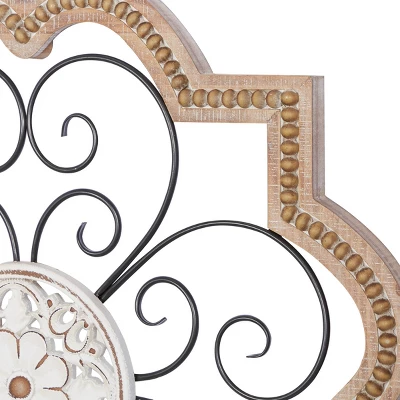 Wood Scroll Carved Beading Wall Decor With Metal Accents Brown - Olivia & May 3 Wood Scroll Carved Beading Wall Decor With Metal Accents Brown - Olivia & May - Image 3