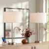 Possini Euro Design Traverse Modern Table Lamps Set Of 2 29 1/2" Tall Brushed Nickel With USB Charging Port LED Gooseneck White Drum Shade For Desk