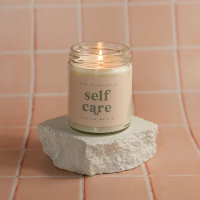 Sweet Water Decor Self Care Pink And Mint Label 9oz Clear Jar Soy Candle 2 Sweet Water Decor Self Care Pink And Mint Label 9oz Clear Jar Soy Candle - Image 2
