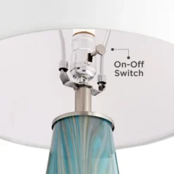 Possini Euro Design Jaime Coastal Table Lamp With Round White Marble Riser 26" High Blue Gray Drum Shade For Bedroom Living Room Office House Home -Safavieh Outlet Store GUEST 0c1e88c5 ff7c 4a2c b8b4 990c3afc75b9