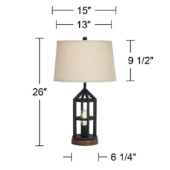 Franklin Iron Works Lucas Western Table Lamps 26" High Set Of 2 Bronze With USB Charging Port And Nightlight LED Drum Shade For Bedroom Bedside Desk -Safavieh Outlet Store GUEST 0e654c73 c357 48f8 9f84 89a3196ed46b