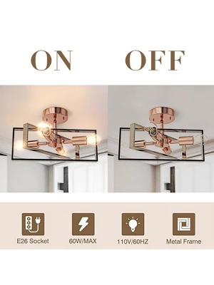 Nextop 15 Inch 4-Light Rose Gold Semi Flush Mount Ceiling Light 2 Nextop 15 Inch 4-Light Rose Gold Semi Flush Mount Ceiling Light - Image 2