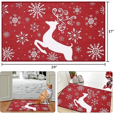 Trinity Christmas Deer Decorative Doormat Xmas Holiday Welcome Door Mat, 17" X 29" 2 Trinity Christmas Deer Decorative Doormat Xmas Holiday Welcome Door Mat, 17" X 29" - Image 2