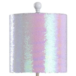 Unicorn Table Lamp White With Iridescent Sequined Shade - StyleCraft
