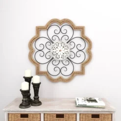 Wood Scroll Carved Beading Wall Decor With Metal Accents Brown - Olivia & May 23 Wood Scroll Carved Beading Wall Decor With Metal Accents Brown - Olivia & May -Safavieh Outlet Store GUEST 129ab370 8ffc 4e35 ab33 51f20ea16bb2