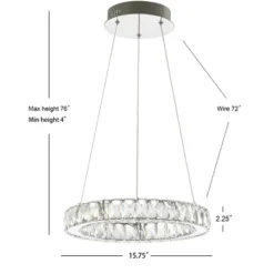 15.75" Metal/Crystal Adjustable Reese Pendant (Includes Energy Efficient Light Bulb) Chrome - JONATHAN Y -Safavieh Outlet Store GUEST 129c5049 cc8d 4c58 a979 481ab09bd602