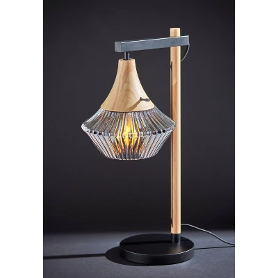 Elsie Natural Wood Table Lamp Black - Adesso 1 Elsie Natural Wood Table Lamp Black - Adesso