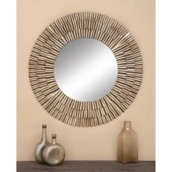 Wood Starburst Wall Mirror Silver - Olivia & May
