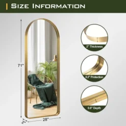 Elsie 71" X 28" Arched Full Length Mirror, Aluminum Alloy Frame Arched Mirror Full Length For Leaning & Wall Mounted, No Stand - The Pop Home -Safavieh Outlet Store GUEST 138ce502 49b9 445b b039 ba901e33221d