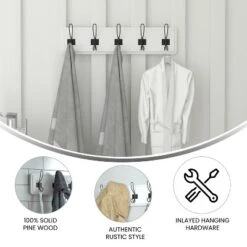 Flash Furniture Daly Wall Mounted 24 Inch Solid White Solid Pine Wood Storage Rack With 5 Hooks For Entryway, Kitchen, Bathroom 14 Flash Furniture Daly Wall Mounted 24 Inch Solid White Solid Pine Wood Storage Rack With 5 Hooks For Entryway, Kitchen, Bathroom -Safavieh Outlet Store GUEST 13e31e70 f2ee 4317 8520 1a7062636839