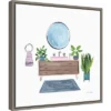 16" X 16" Bathroom I By Farida Zaman Framed Canvas Wall Art Green - Amanti Art