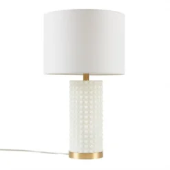 Grace Ivy Textured Dot Table Lamp (Includes LED Light Bulb) White/Gold - Ink+Ivy -Safavieh Outlet Store GUEST 15081822 28c6 44e7 acde 921418e298e1