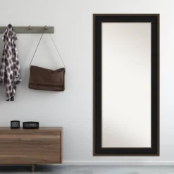 32" X 68" Non-Beveled Mezzanine Espresso Wood Full Length Floor Leaner Mirror - Amanti Art -Safavieh Outlet Store GUEST 164a216c 7d6a 45a9 b887 6e3dad102fcf