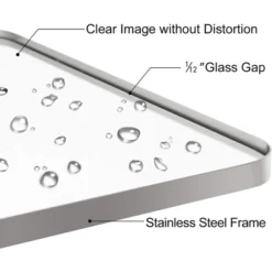 ANDY STAR Modern Decorative 24 X 36 Inch Rectangular Wall Mounted Hanging Bathroom Vanity Mirror With Stainless Steel Metal Frame, Polished Chrome