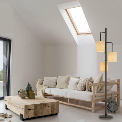 72" Metal Kirkwall Lantern Floor Lamp With 3 Baric Shades - Cal Lighting 2 72" Metal Kirkwall Lantern Floor Lamp With 3 Baric Shades - Cal Lighting - Image 2