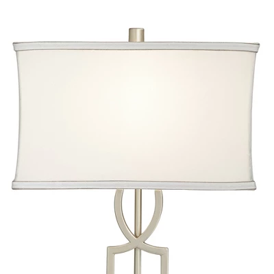 360 Lighting Evan Modern Table Lamps 28 1/2" Tall Set Of 2 Brushed Nickel With USB Charging Port White Rectangular Shade For Bedroom Living Room House 3 360 Lighting Evan Modern Table Lamps 28 1/2" Tall Set Of 2 Brushed Nickel With USB Charging Port White Rectangular Shade For Bedroom Living Room House - Image 3