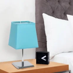 Mini Table Lamp With Squared Empire Fabric Shade Blue - Simple Designs -Safavieh Outlet Store GUEST 1ae0f86d 29cd 4279 b510 beda80e10752