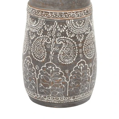 Terracotta Carved Details Table Lamp Set Of 2 Brown - Olivia & May 4 Terracotta Carved Details Table Lamp Set Of 2 Brown - Olivia & May - Image 4