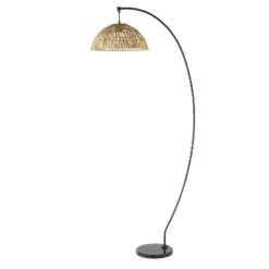 77" Metal And Rattan Bowl Boho Floor Lamp Black - River Of Goods -Safavieh Outlet Store GUEST 1bdae086 f40b 4068 bf71 9cde4ee2d6e6
