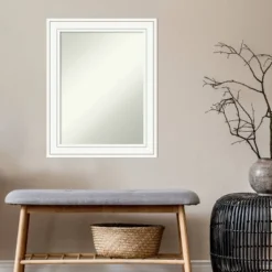 23" X 29" Non-Beveled Craftsman White Wood Wall Mirror - Amanti Art -Safavieh Outlet Store GUEST 1c789f2e 4cce 4207 be8d 78b15cc217fe