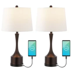 (Set Of 2) 26" Cooper Classic French Country Iron LED Table Lamp With USB Charging Port (Includes LED Light Bulb) - JONATHAN Y -Safavieh Outlet Store GUEST 1e6c874a cf5b 436b 9fb7 b69f9b055d32