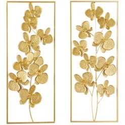 Set Of 2 Metal Floral Orchid Wall Decors With Gold Frame - CosmoLiving By Cosmopolitan 6 Set Of 2 Metal Floral Orchid Wall Decors With Gold Frame - CosmoLiving By Cosmopolitan -Safavieh Outlet Store GUEST 1e9f2761 bbde 4f2b b762 e47a39c78470
