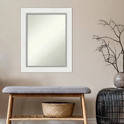 24" X 30" Non-Beveled Eva White Silver Wall Mirror - Amanti Art 6 24" X 30" Non-Beveled Eva White Silver Wall Mirror - Amanti Art - Image 6