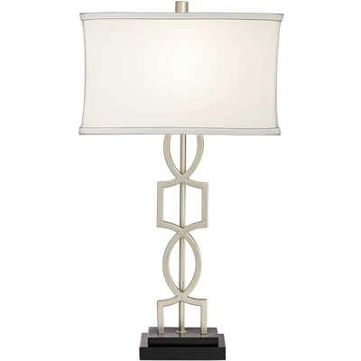 360 Lighting Evan Modern Table Lamps 28 1/2" Tall Set Of 2 Brushed Nickel With USB Charging Port White Rectangular Shade For Bedroom Living Room House 7 360 Lighting Evan Modern Table Lamps 28 1/2" Tall Set Of 2 Brushed Nickel With USB Charging Port White Rectangular Shade For Bedroom Living Room House - Image 7