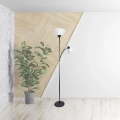 71.5" Traditional 2 Light Mother Daughter Metal Floor Lamp With Torchiere And Reading Light Black - Creekwood Home -Safavieh Outlet Store GUEST 20b993f7 ee44 4601 b42a 831064fda4bb