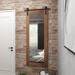 Wood Wall Mirror With Metal Hanging Rod Brown - Olivia & May -Safavieh Outlet Store GUEST 217c802b e4e5 4aaa 8036 dc1618550f7f