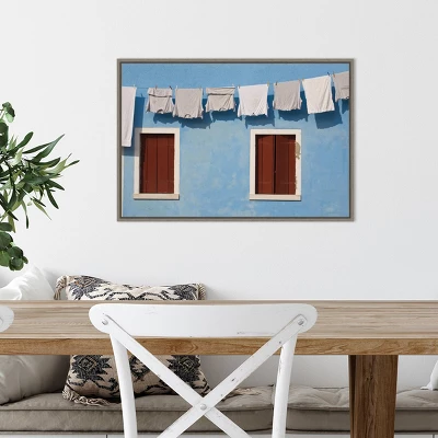 23" X 16" Hanging Laundry Along Wall By Brenda Tharp Danita Delimont Framed Canvas Wall Art Blue - Amanti Art 4 23" X 16" Hanging Laundry Along Wall By Brenda Tharp Danita Delimont Framed Canvas Wall Art Blue - Amanti Art - Image 4